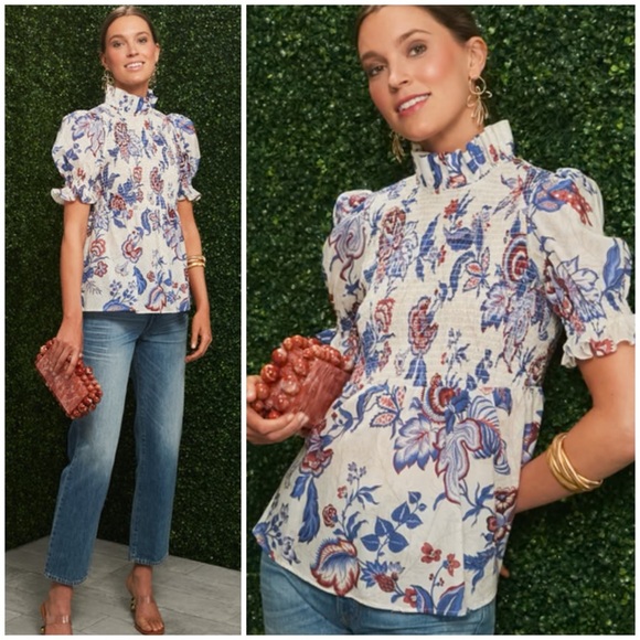 Tuckernuck Tops - TUCKERNUCK
Cream Heirloom Floral Short Sleeve Rowen Blouse SZ L